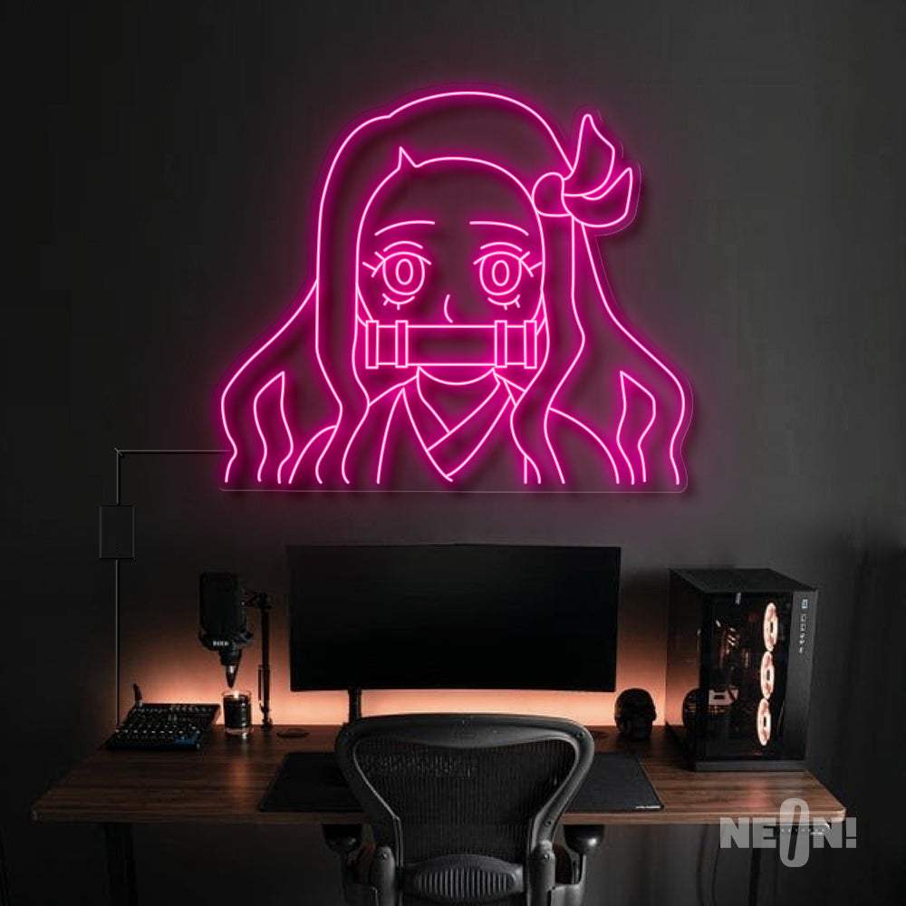 Nezuko Kamado - Demon Slayer Anime Neon Sign