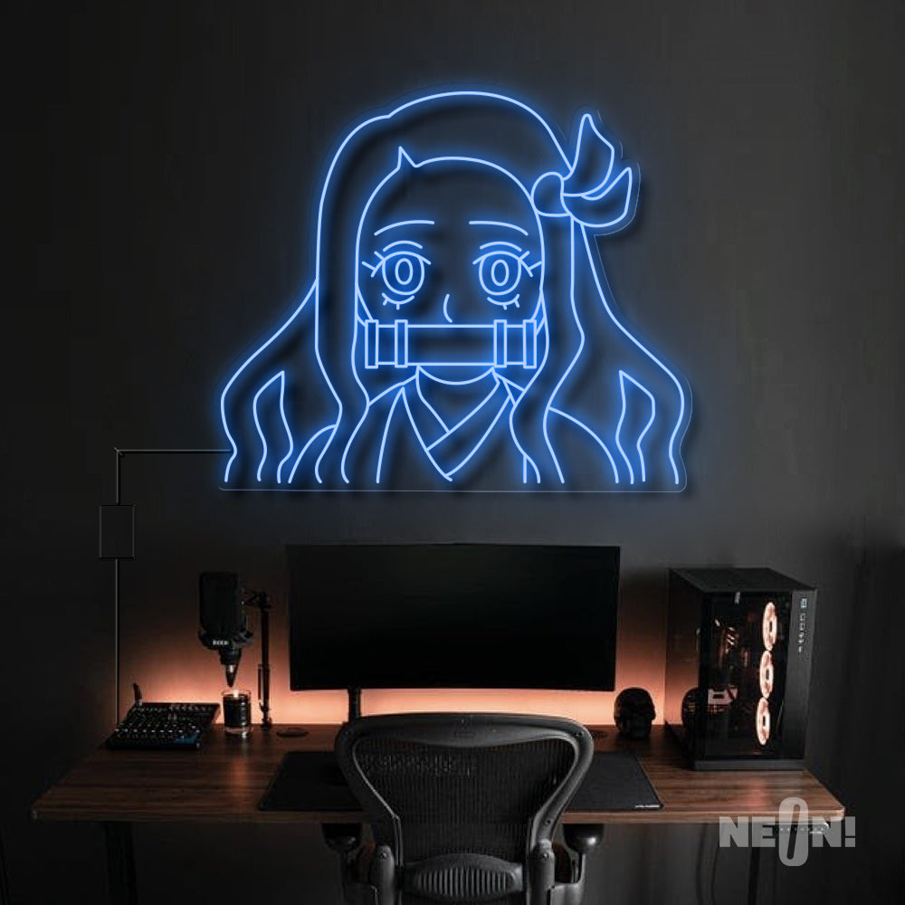 Nezuko Kamado - Demon Slayer Anime Neon Sign