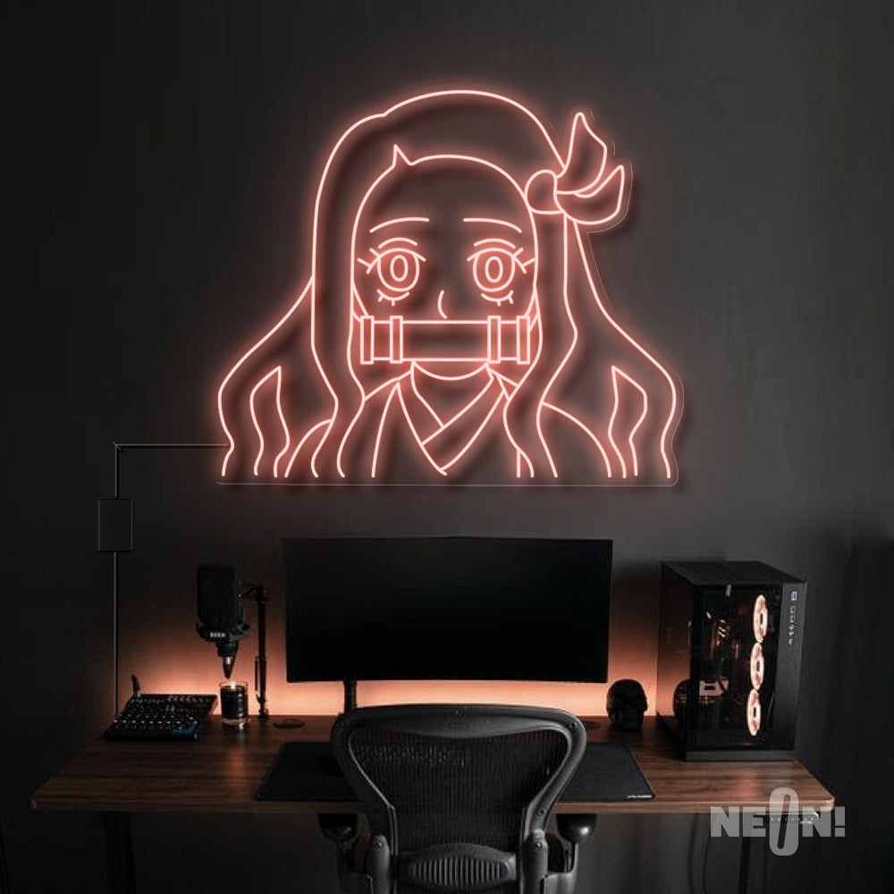 Nezuko Kamado - Demon Slayer Anime Neon Sign