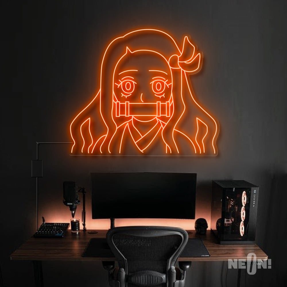 Nezuko Kamado - Demon Slayer Anime Neon Sign