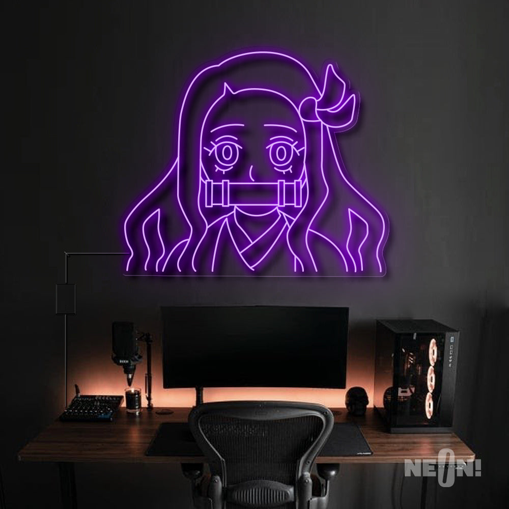 Nezuko Kamado - Demon Slayer Anime Neon Sign