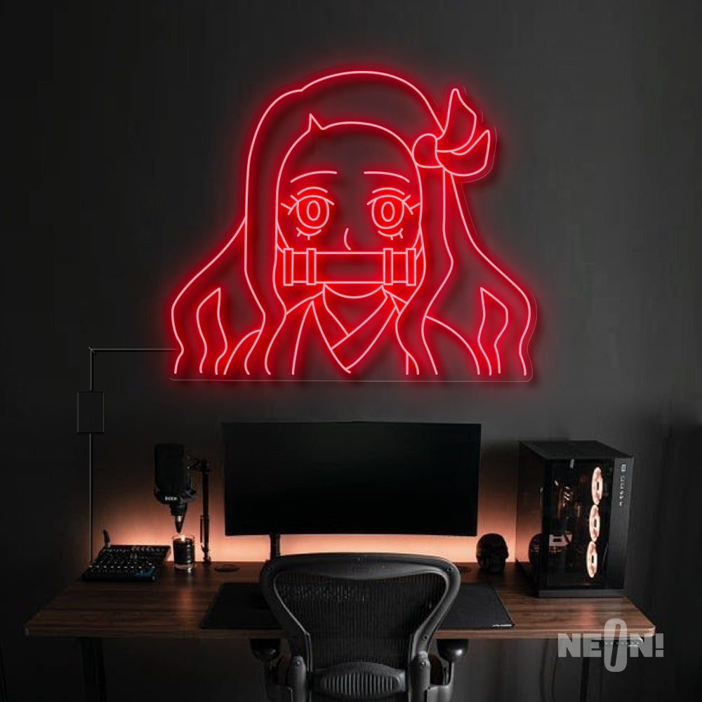 Nezuko Kamado - Demon Slayer Anime Neon Sign