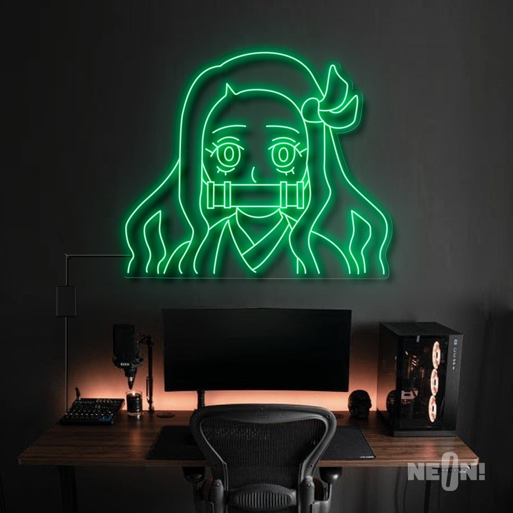 Nezuko Kamado - Demon Slayer Anime Neon Sign