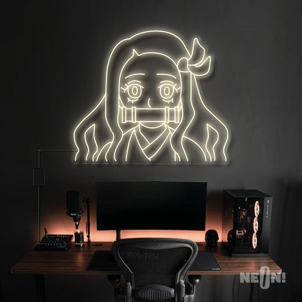 Nezuko Kamado - Demon Slayer Anime Neon Sign