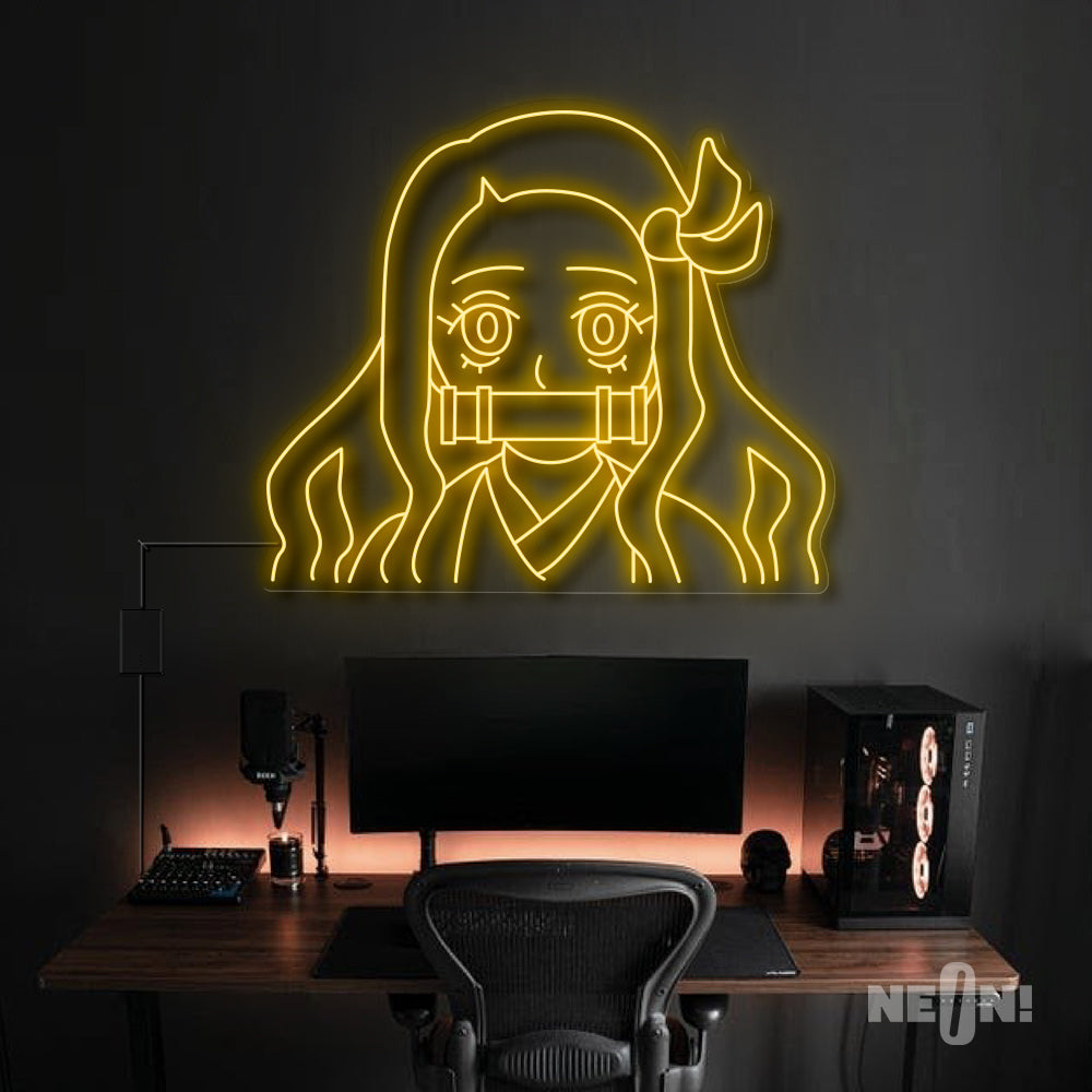 Nezuko Kamado - Demon Slayer Anime Neon Sign