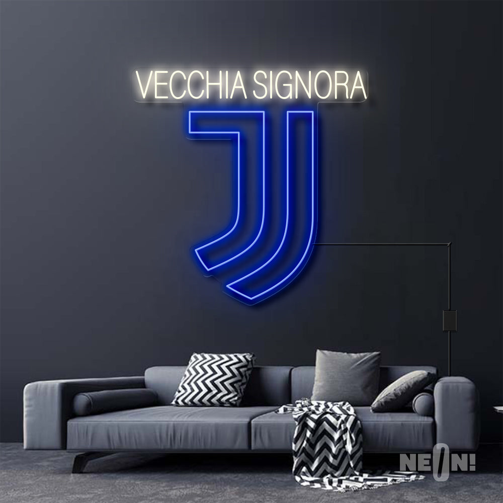blue logo neon signs