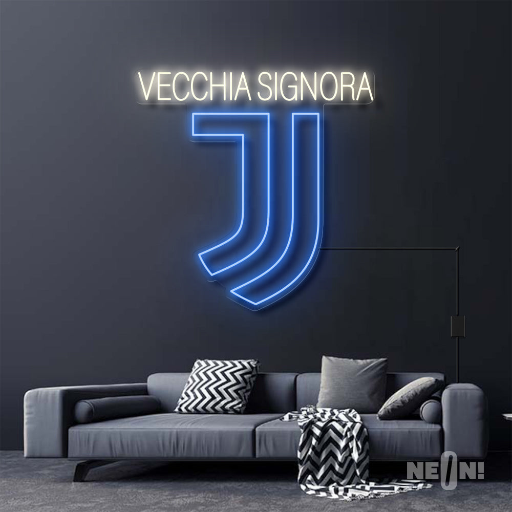 blue logo neon signs