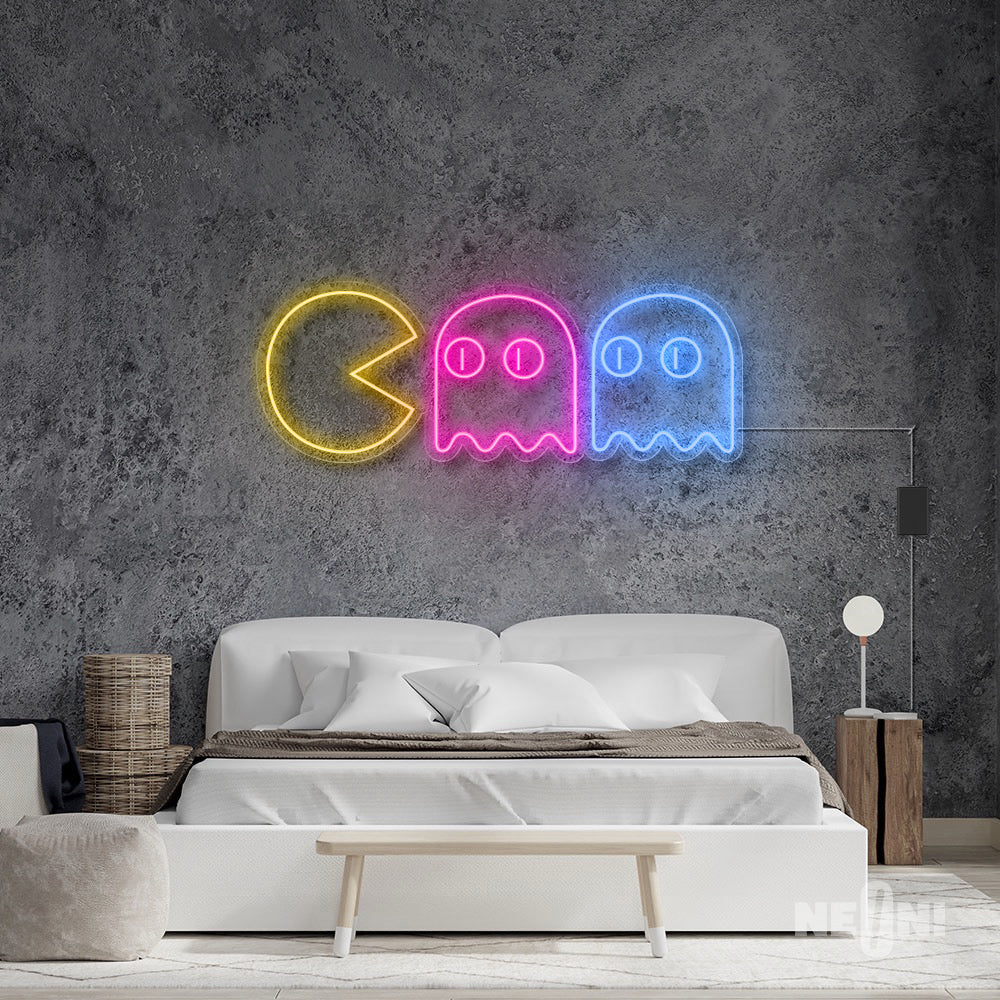 PacMan with Two Ghosts Neon Sign