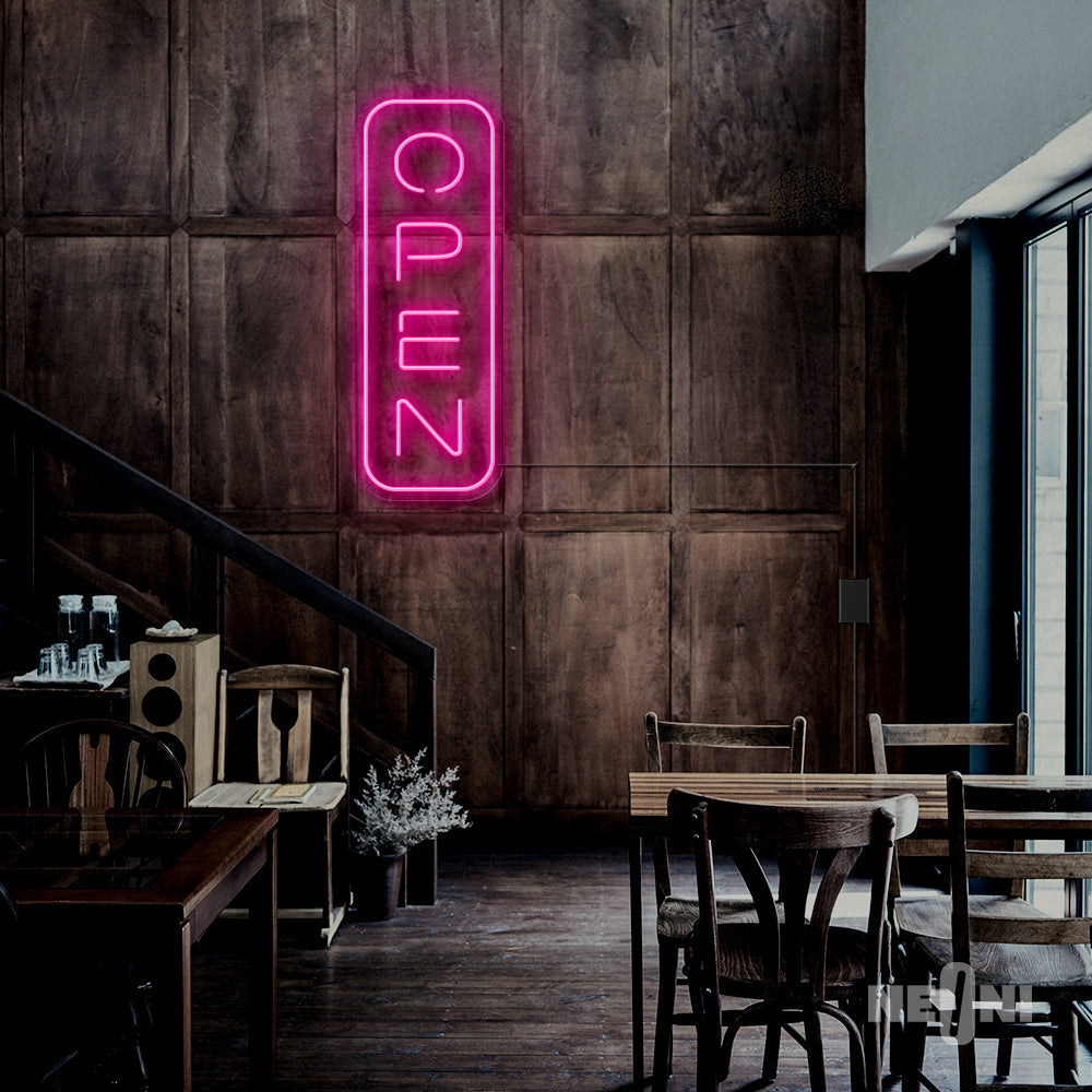 pink bar 'open' neon sign